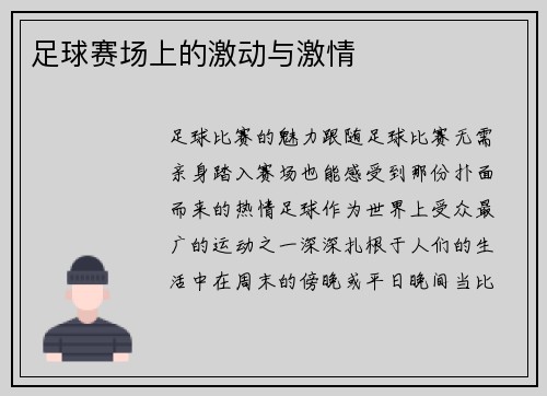 足球赛场上的激动与激情